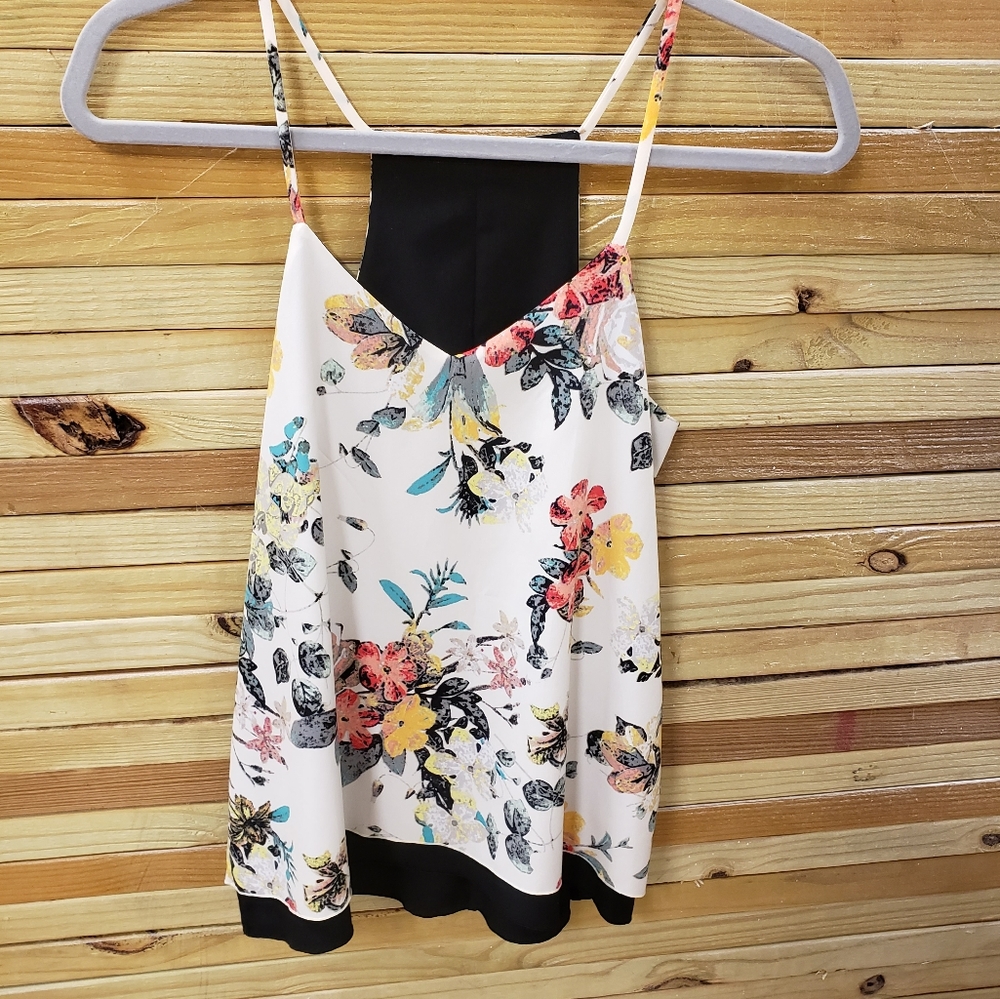 Floral Spaghetti Strap Tank Lined